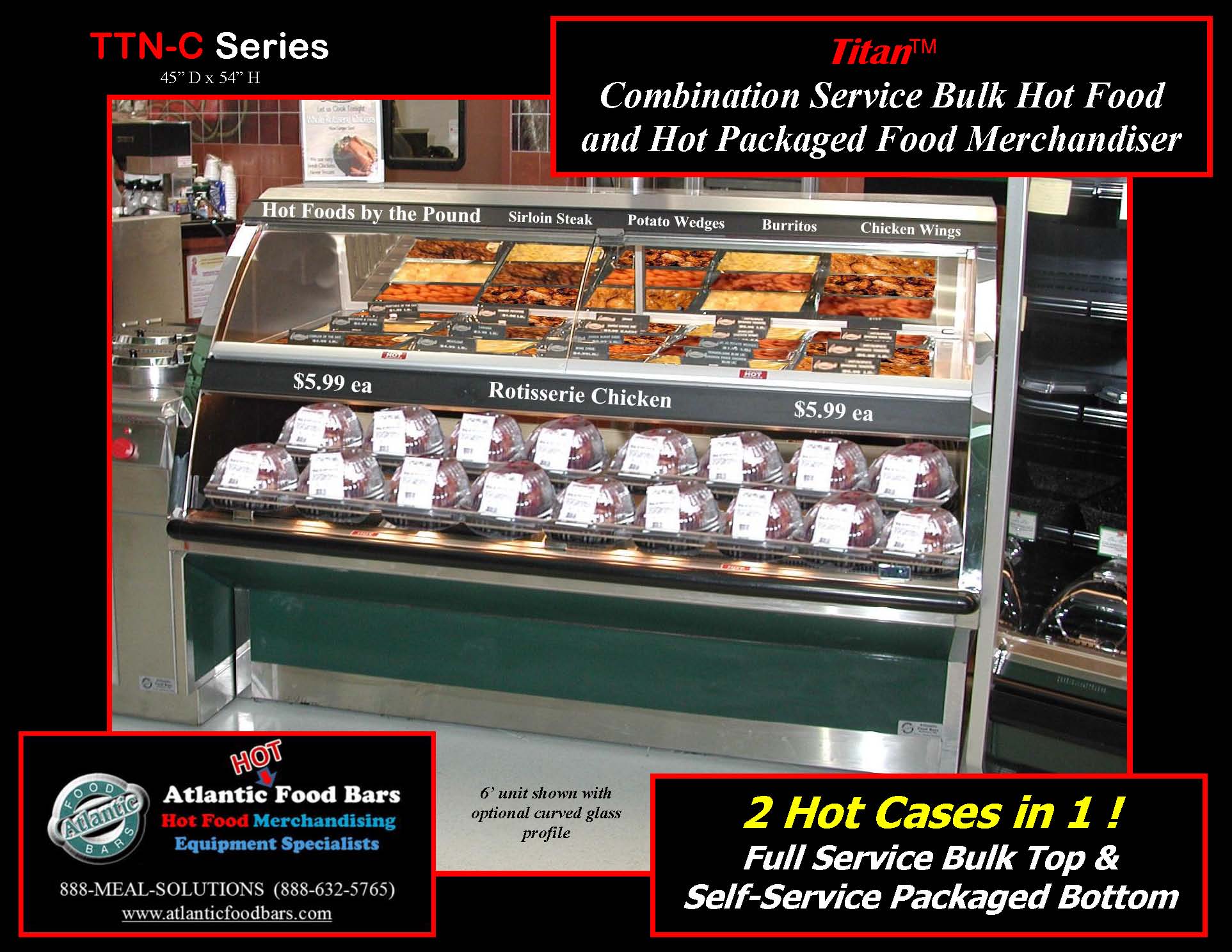 Atlantic Food Bars - Combination Service Hot Food Merchandiser - TTN7244-C