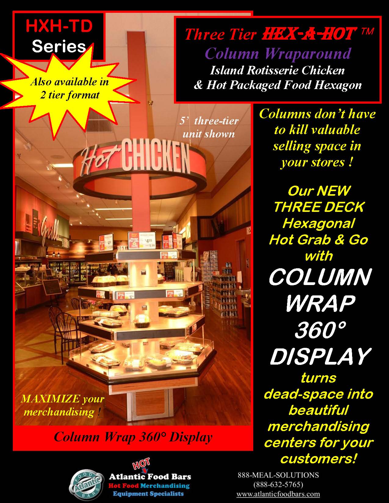 Atlantic Food Bars - 3-Tier Hex-a-Hot 360 degree column wrap - HXH6556TD 1