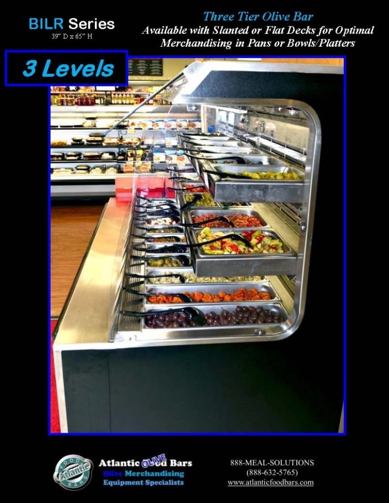 Atlantic Food Bars - 3-level end cap low-profile Olive Bar - BILR7834-LP 4