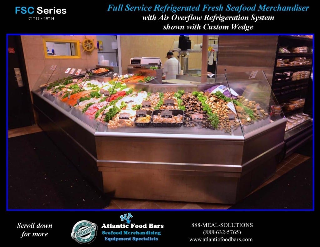 Atlantic Food Bars - Full-Service Fresh Seafood Merchandiser with Custom Wedge - FSC22261 front