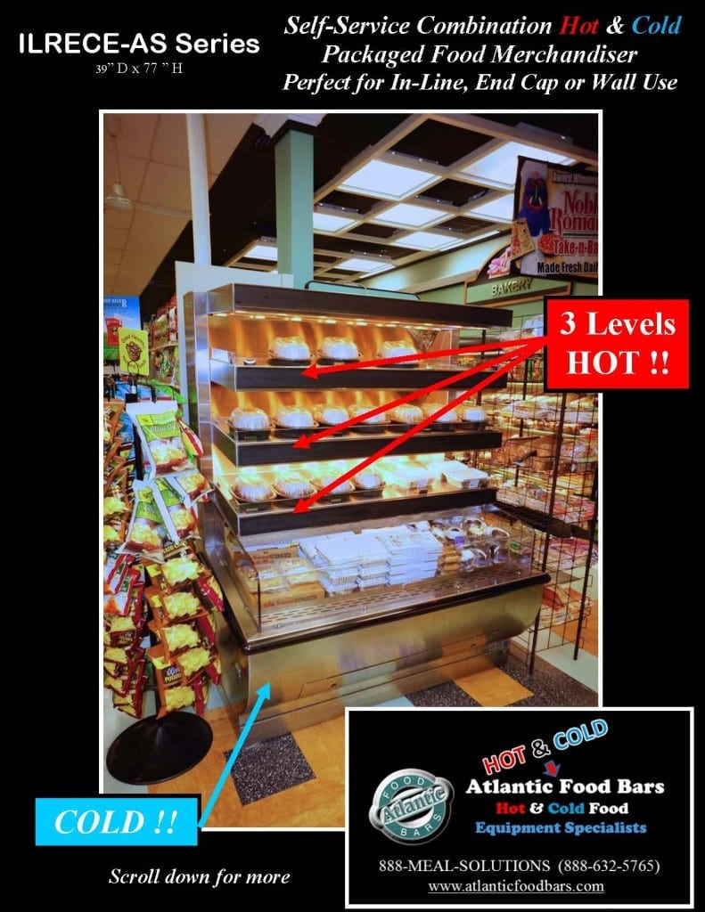 Atlantic Food Bars - Hot over Cold Combination Packaged Food Merchandiser - ILRECE4838-AS