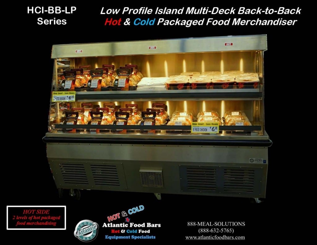 Atlantic Food Bars - Back-to-Back Hot & Cold Low Profile Island Multi-Deck Packaged Food Merchandiser - HCI4862-BB-LP 1