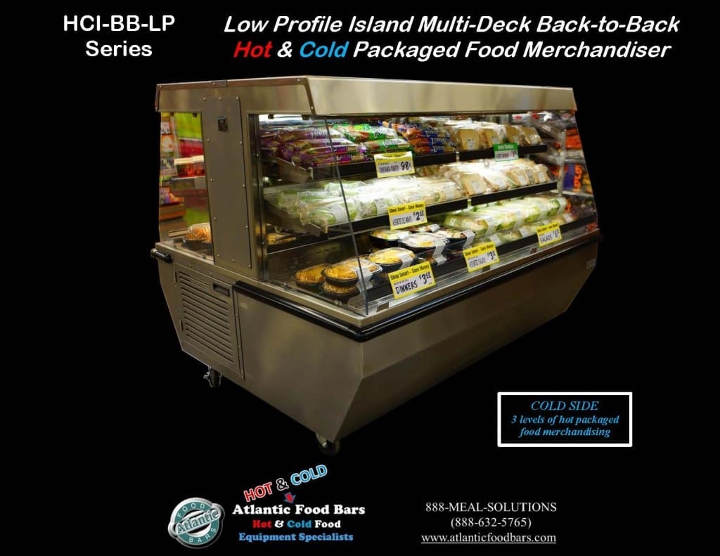 Atlantic Food Bars - Back-to-Back Hot & Cold Low Profile Island Multi-Deck Packaged Food Merchandiser - HCI4862-BB-LP 2