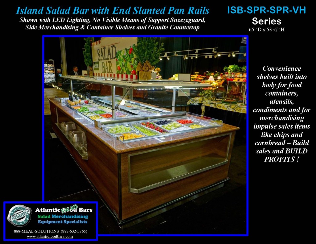 Atlantic Food Bars - 12' Island Salad Bar with Granite and End Lettuce Pan Kit and No Visible Means of Support Sneezeguard - ISB14863-SPR-SPR-SSC-VH_Page_5
