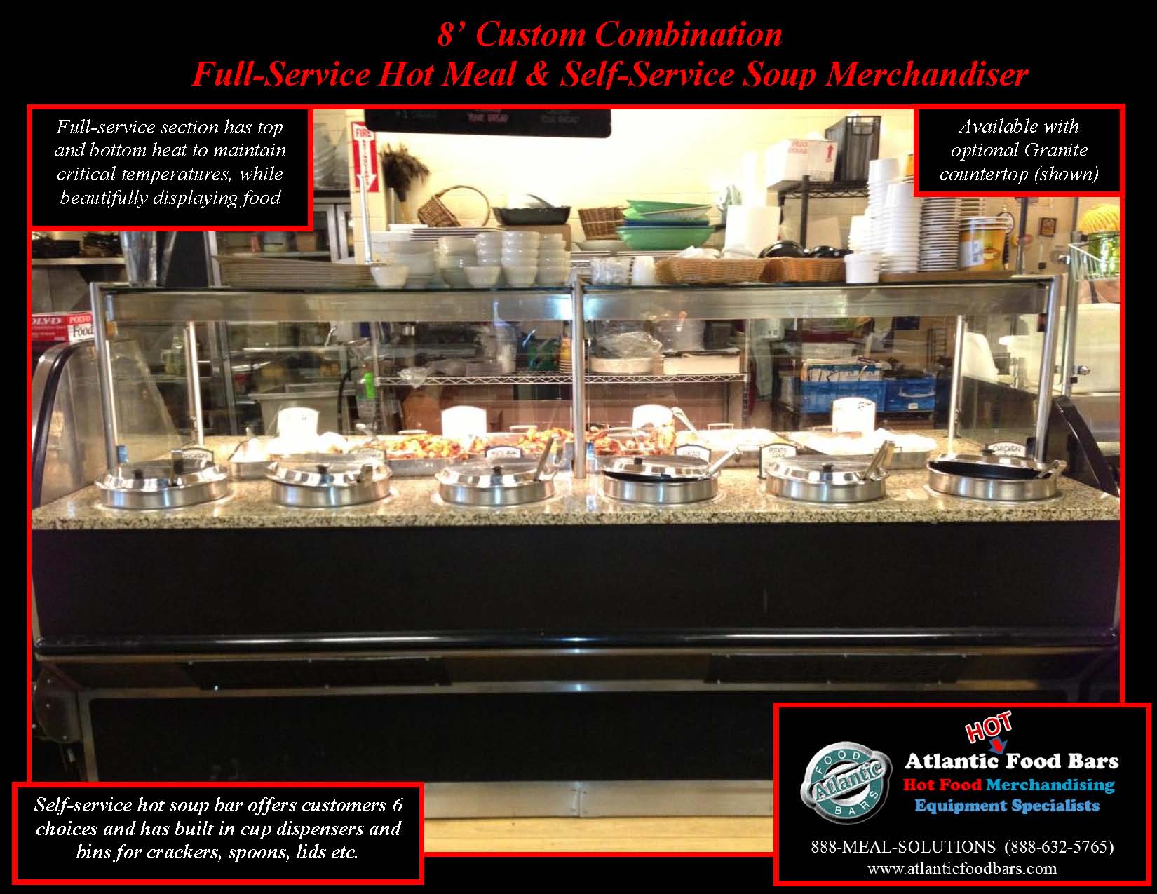 Atlantic Food Bars - 8' Custom Combination Full-Service Hot Meal with Self-Service Soup Bar