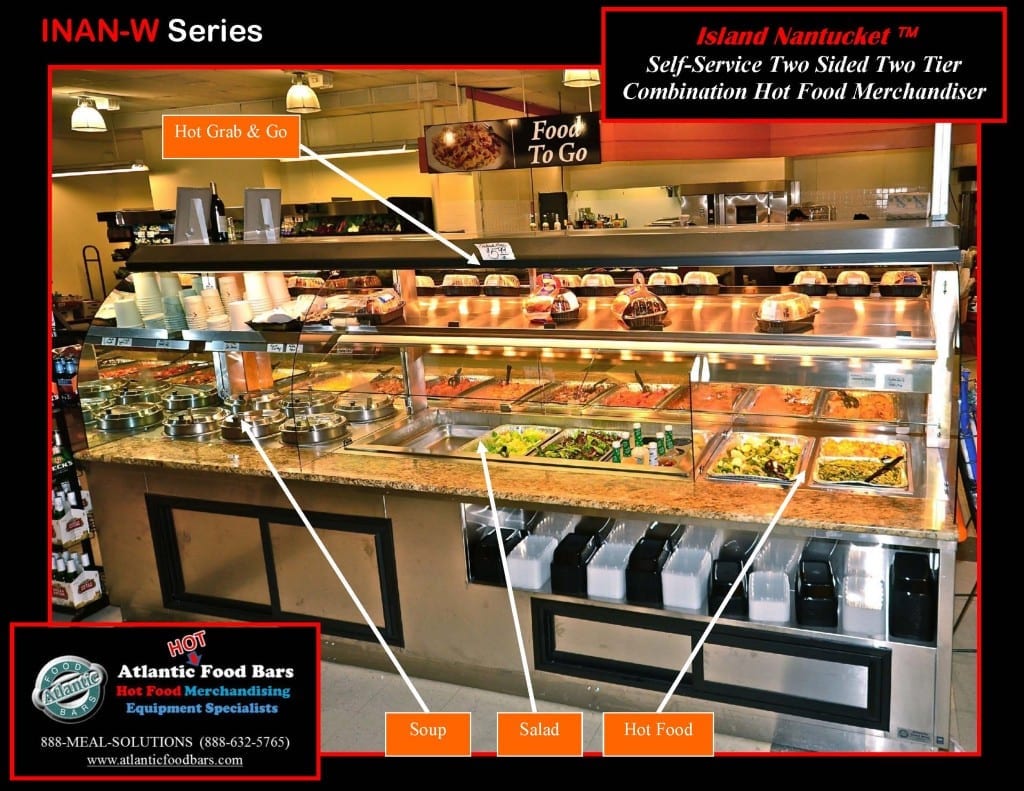 Atlantic Food Bars - Wide Island Nantucket with Granite Countertop featuring Hot Food in Pans, Hot Soup, Refrigerated Salad Section and Hot Grab and Go Canopy - INAN12067W_Page_2