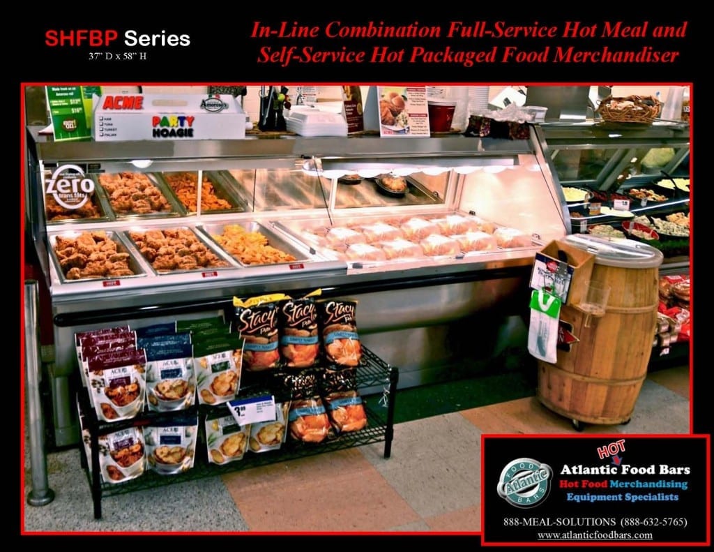 Atlantic Food Bars - In-Line Combination Full-Service Hot Meal and Self-Service Grab & Go Chicken Case - SHFB-P7240