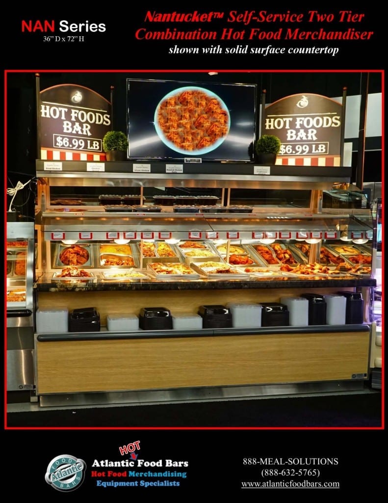 Atlantic Food Bars - Nantucket Self-Service Two Tier Combination Hot Food Merchandiser with solid surface countertop - NAN9636 1