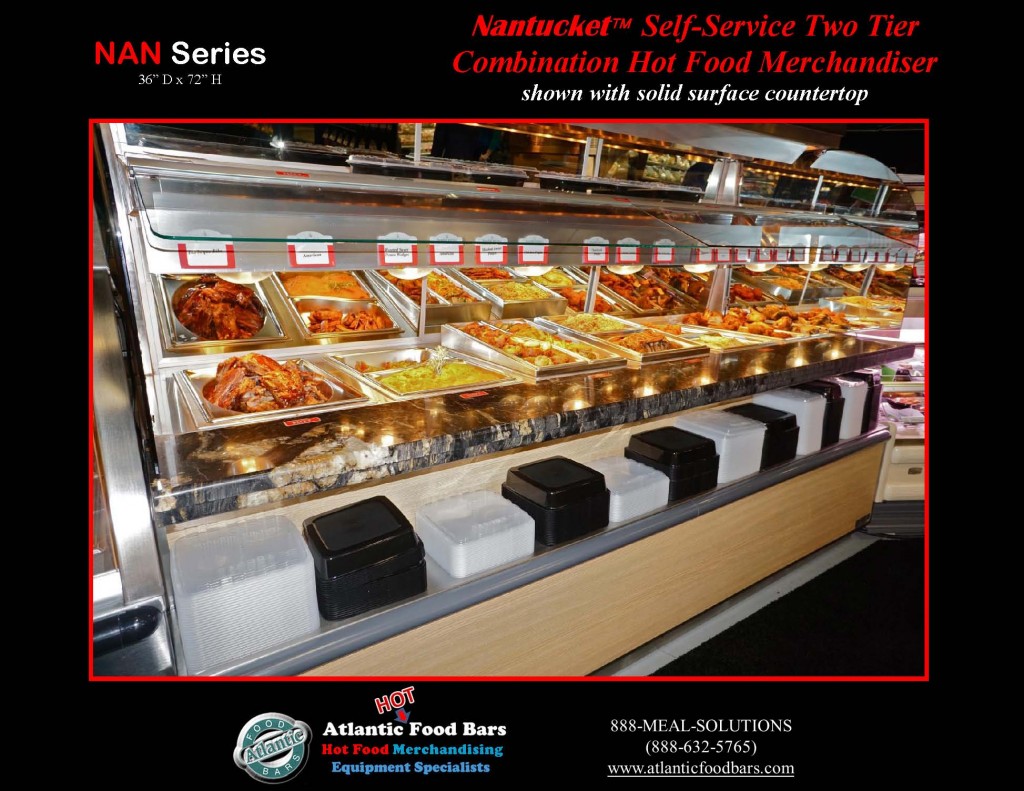 Atlantic Food Bars - Nantucket Self-Service Two Tier Combination Hot Food Merchandiser with solid surface countertop - NAN9636 2