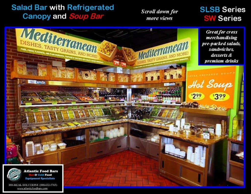 Atlantic Food Bars - Soup Bar and Salad Bar with Granite Countertop and Refrigerated Canopy - SLSB SW 1
