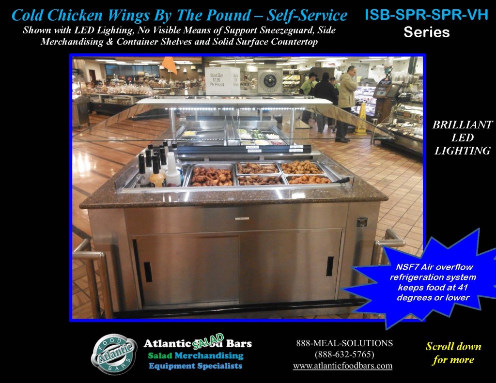 Atlantic Food Bars - Island Salad Bar featuring Flat End Pan Rails with Cold Wings and Lettuce Divider Kit - ISB14863-SPR-SPR-SSC-VH 3