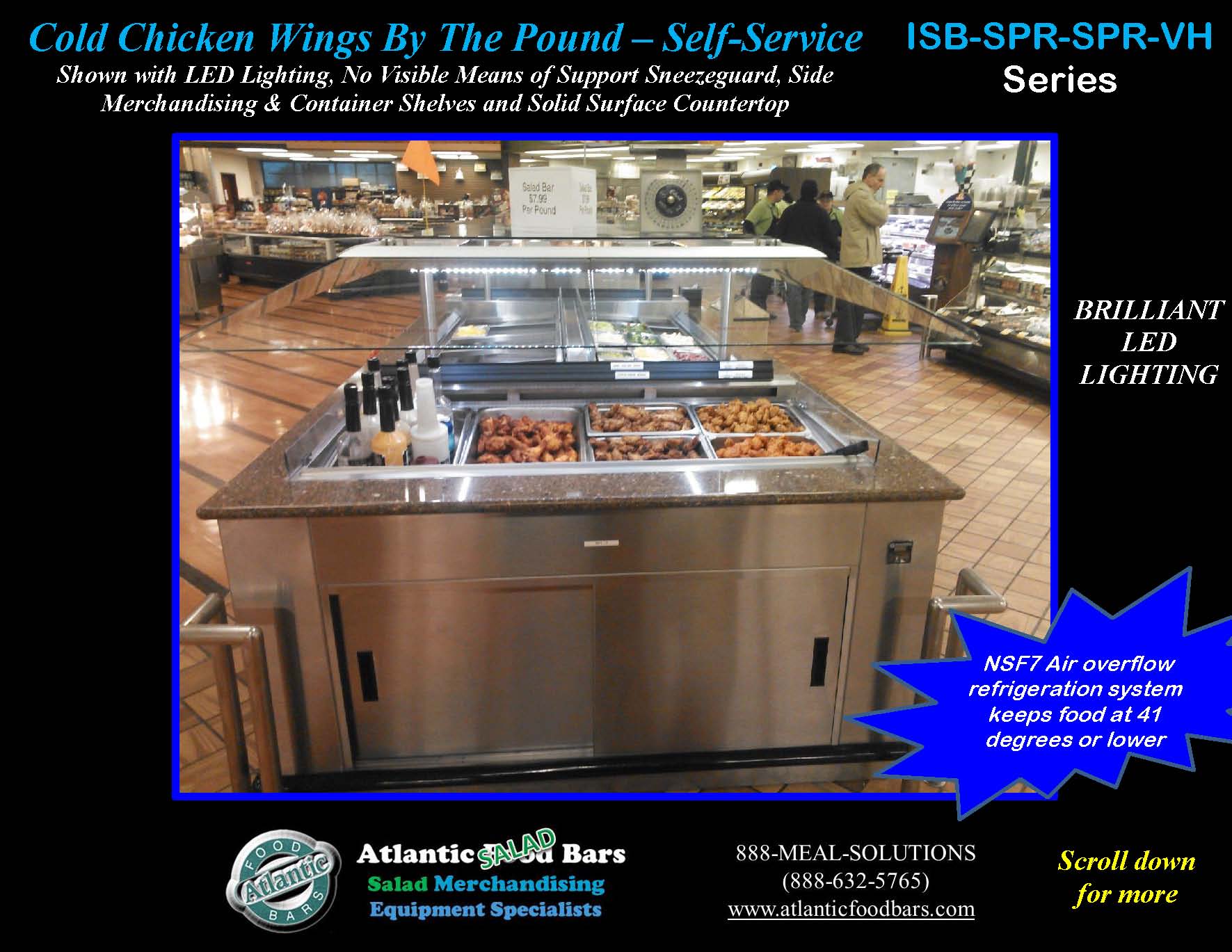 Atlantic Food Bars - Island Salad Bar featuring Flat End Pan Rails with Cold Wings and Lettuce Divider Kit - ISB14863-SPR-SPR-SSC-VH 3