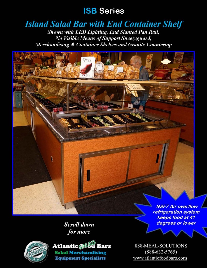 Atlantic Food Bars - Island Salad Bar with End Container Shelf and Granite Countertop - ISB16663-ECS-GC-LB-LED-RSD2-SPR-VH 2