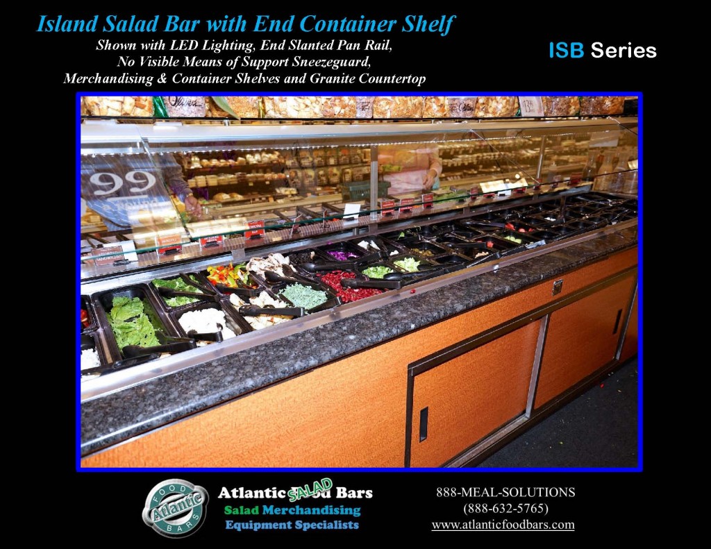 Atlantic Food Bars - Island Salad Bar with End Container Shelf and Granite Countertop - ISB16663-ECS-GC-LB-LED-RSD2-SPR-VH 3