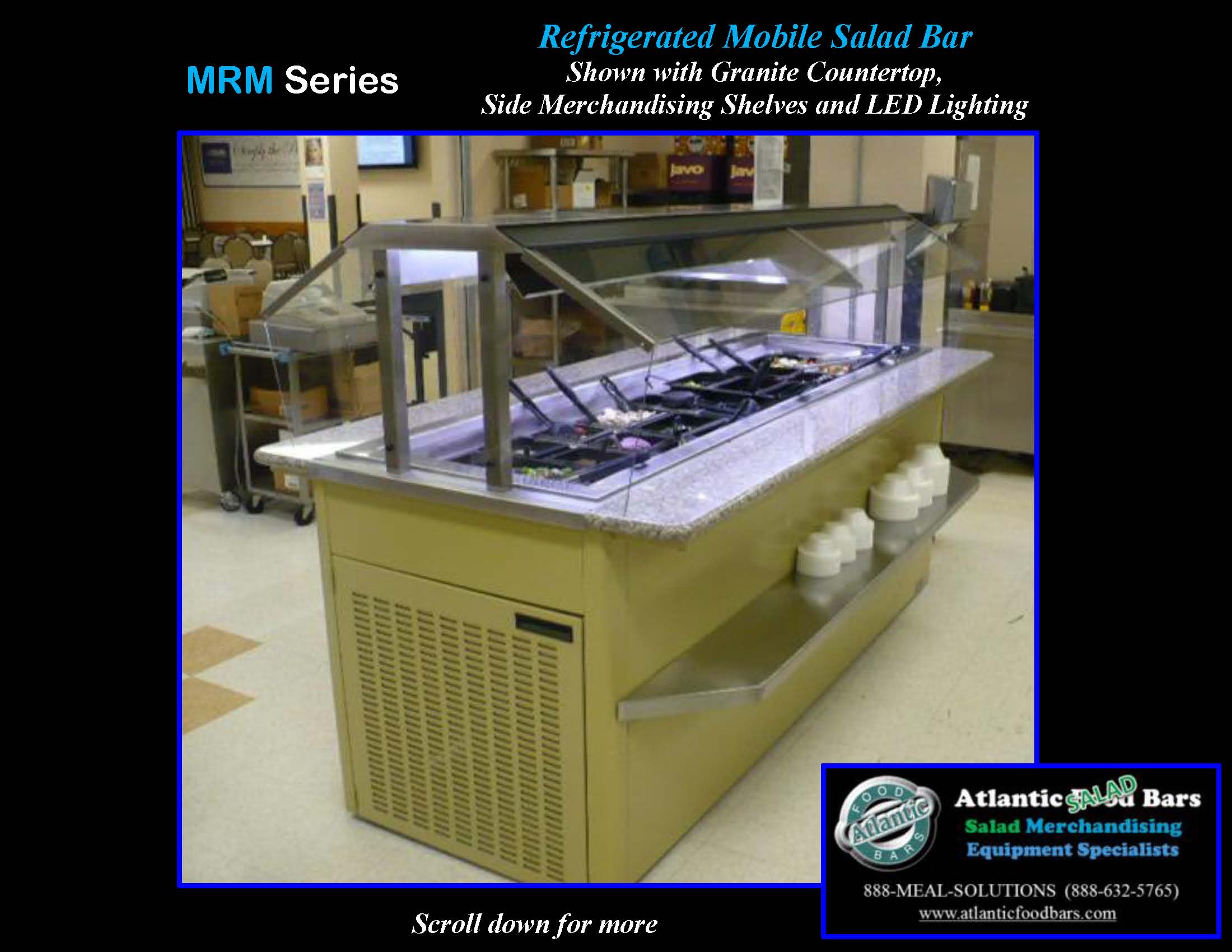 Atlantic Food Bars - Mobile Island Salad Bar with Granite Countertop - MRM9444-GC-PCB 1