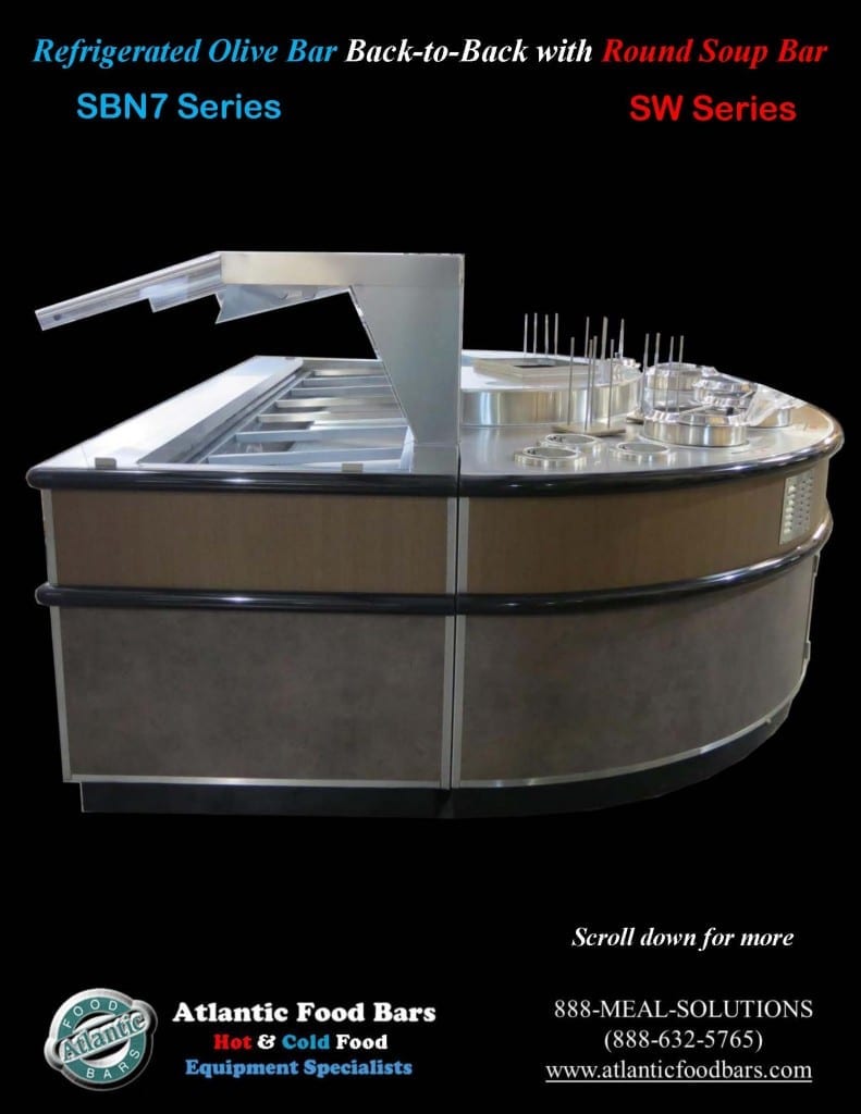 Atlantic Food Bars - Round Soup and Olive Bar Back-to-Back Island - SW9636O and SB9639N7 1