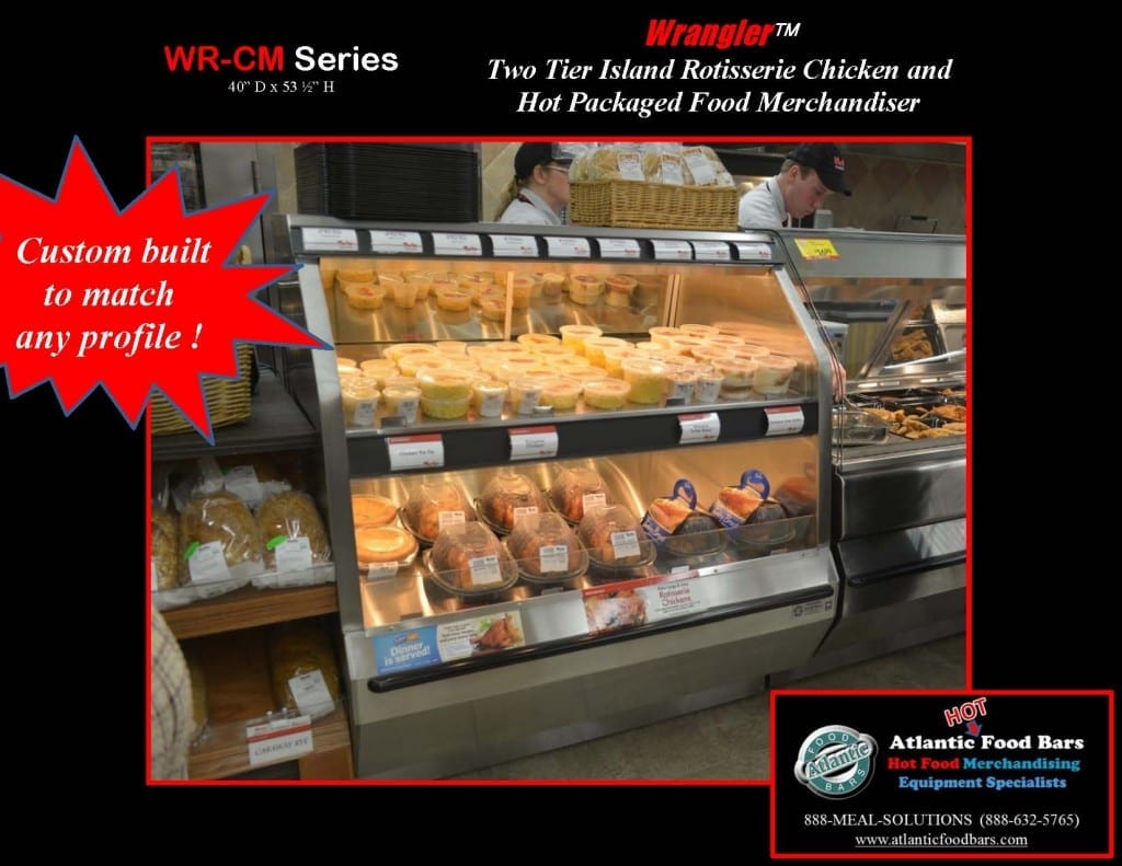 Atlantic Food Bars - Wrangler Two Tier Island Rotisserie Chicken Merchandiser - Built To Match Any Profile - WR4838-CM