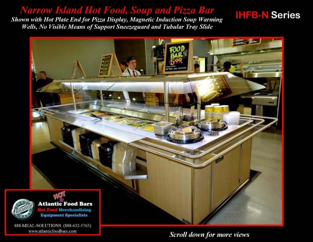 Atlantic Food Bars - Narrow Island Hot Food, Soup and Pizza Bar with Tubular Tray Slide - IHFBN-SB-HP-TS-VH_Page_1