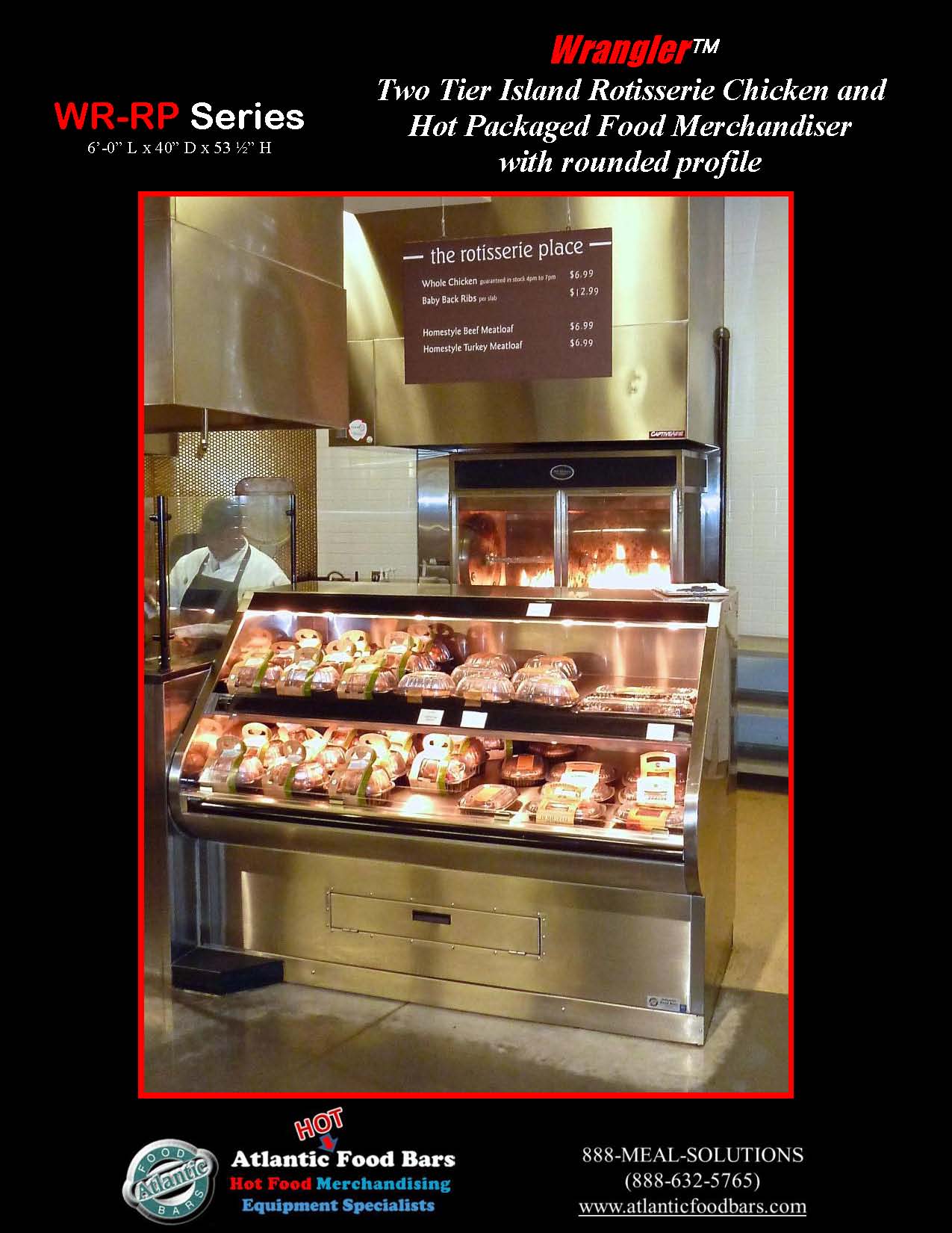 Atlantic Food Bars - Two Tier Hot Packaged Food Case - Custom Rounded Profile - WR7242-RP