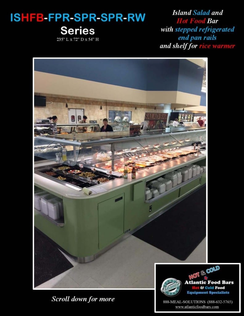 Atlantic Food Bars - 19' Island Salad and Hot Food Bar with Stepped Refrigerated End Pan Rails and Shelf for Rice Warmer - ISHFB-FPR-SPR-SPR-RW_Page_4