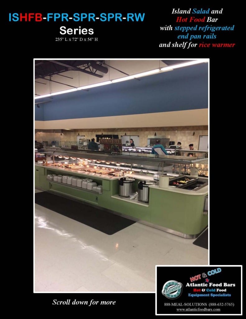 Atlantic Food Bars - 19' Island Salad and Hot Food Bar with Stepped Refrigerated End Pan Rails and Shelf for Rice Warmer - ISHFB-FPR-SPR-SPR-RW_Page_5