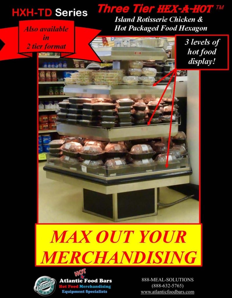 Atlantic Food Bars - 5' 3-Level Hex-a-Hot Island Merchandiser - HXH6556TD