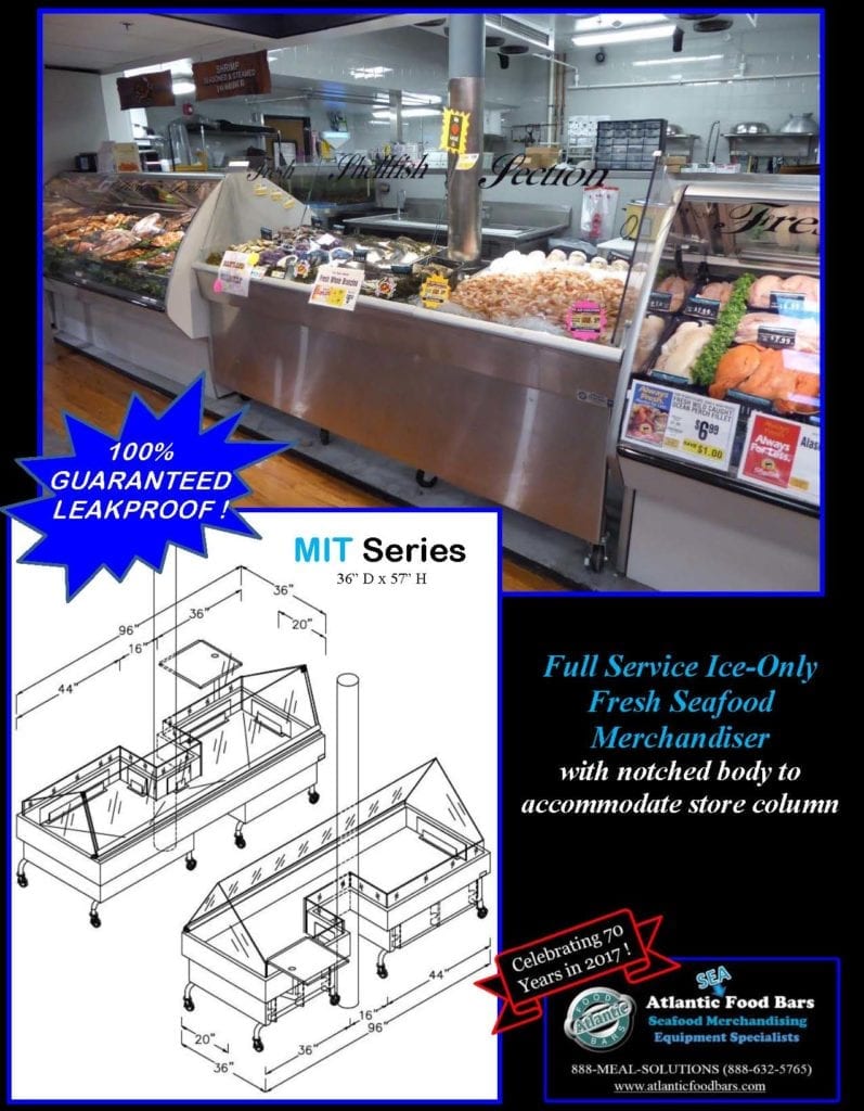 Atlantic Food Bars - Mobile Ice-Only Seafood Merchandiser with Column Notch - MIT9636-EW-FS-SS-TM-UO-WS_Page_1