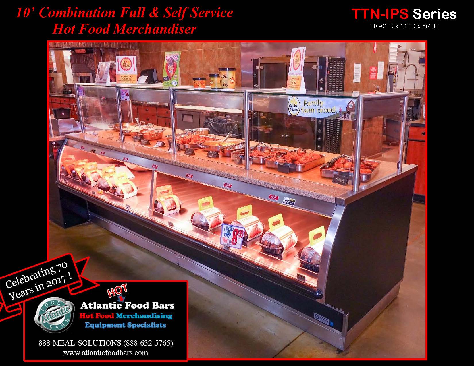 Atlantic Food Bars - 10' Combination Full & Self-Service Hot Food Merchandiser - TTN-IPS
