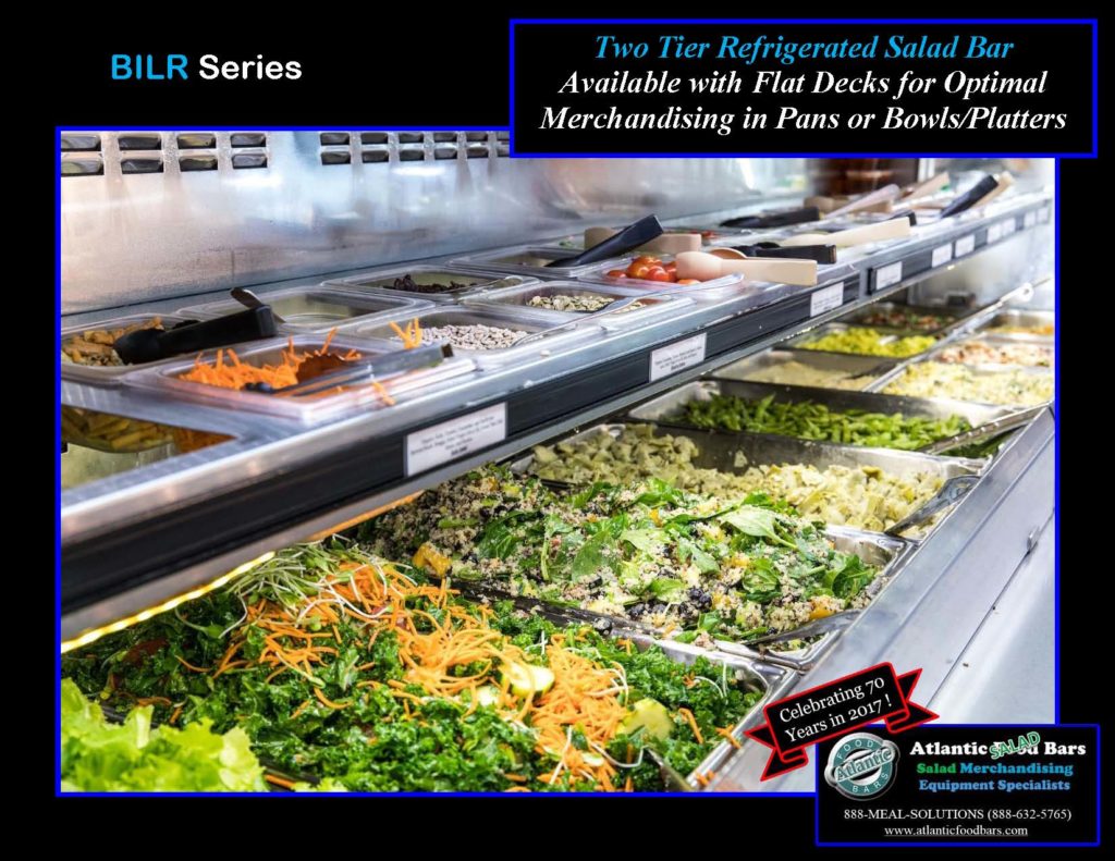 Atlantic Food Bars - 2-Tier Refrigerated Salad Bar - BILR11934-CE-FEK-LED-NS-UO