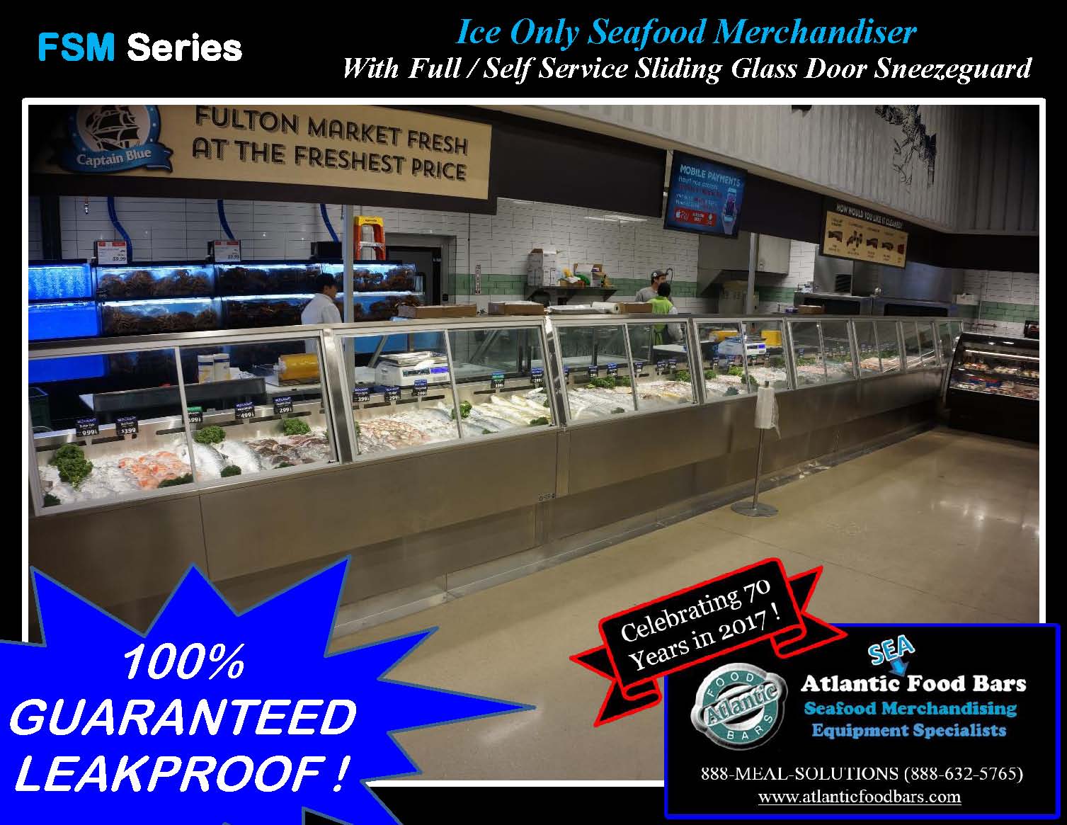 Atlantic Food Bars - Convertible Full-to-Self Service Ice Only Seafood Merchandiser with Sliding Glass Door Sneezeguard - FSM_Page_1