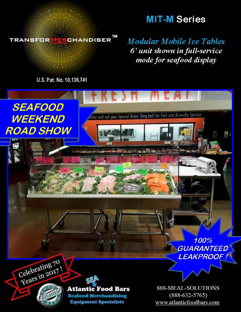 Atlantic Food Bars - Mobile Seafood Display Table for Weekend Roadshow Promotions - The transforMerchandiser MIT-M