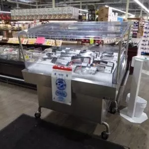 Mobile Iced Seafood Display Case with Canopy - transforMerchandiser - Atlantic Food Bars - MIT4836-SSKT-CKT-WSKT 1