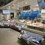 Custom Angled Ice-Only Non-Refrigerated Seafood Case with Front Grab and Go Bunkers - Atlantic Food Bars - FSM-KK 1