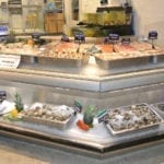 Custom Angled Ice-Only Non-Refrigerated Seafood Case with Front Grab and Go Bunkers - Atlantic Food Bars - FSM-KK 3