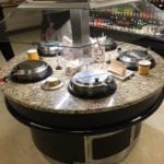 Island Round Soup Bar with Floating Glass Sneezeguard and LED Lighting - Atlantic Food Bars - SWIR6060-LED-S 1