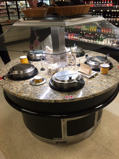 Island Round Soup Bar with Floating Glass Sneezeguard and LED Lighting - Atlantic Food Bars - SWIR6060-LED-S 1