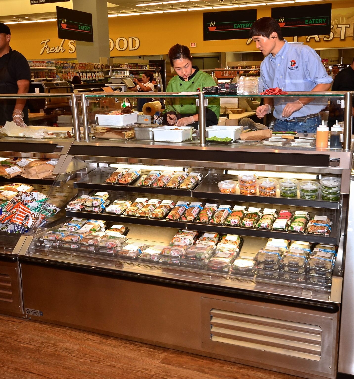 Sushi Bar & Sandwich Prep Station MultiTier Refrigerated Case SILR