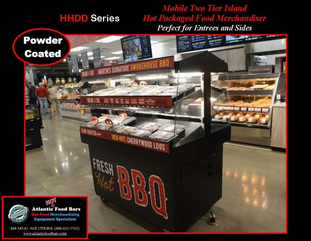 Atlantic Food Bars - Stainless Steel or Powder Coated Hot Food Merchandiser - Mobile 2-Tier Fresh, Hot BBQ Display Case for Grab & Go Sales - HHDD5136_Page_1