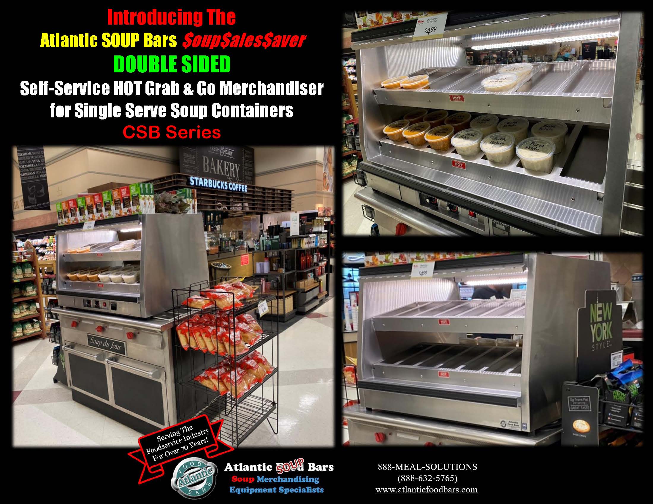 Atlantic Food Bars - 2 level Grab and Go Soup Countertop Merchandiser for Self Service Single Serve Soup Containers - Double Sided and Mini Formats - CSB Series_Page_1