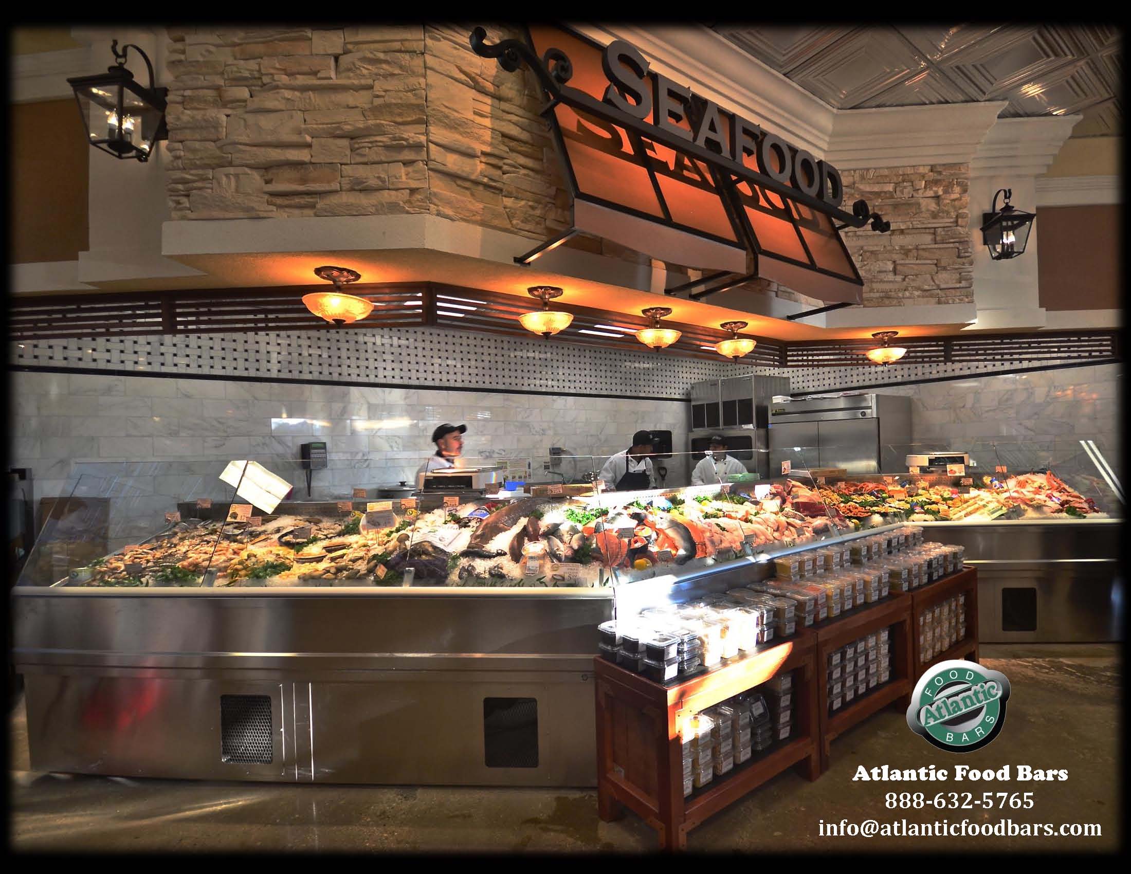Atlantic SEAFood Bars - Ice Only or Refrigerated Seafood Display Cases with Custom Shapes, Angles, Options and Sizes 2