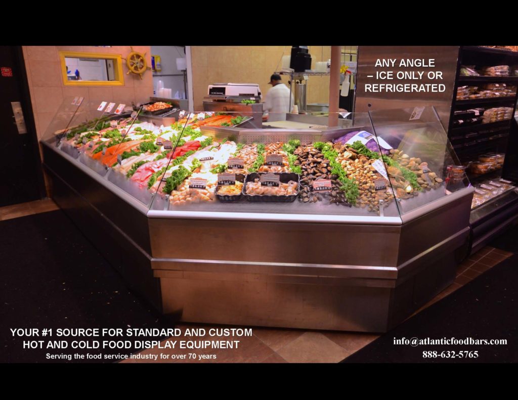 Atlantic SEAFood Bars - Seafood Merchandisers with Angles, Pedestals, LED Accent Lighting, Misting Systems and more 3