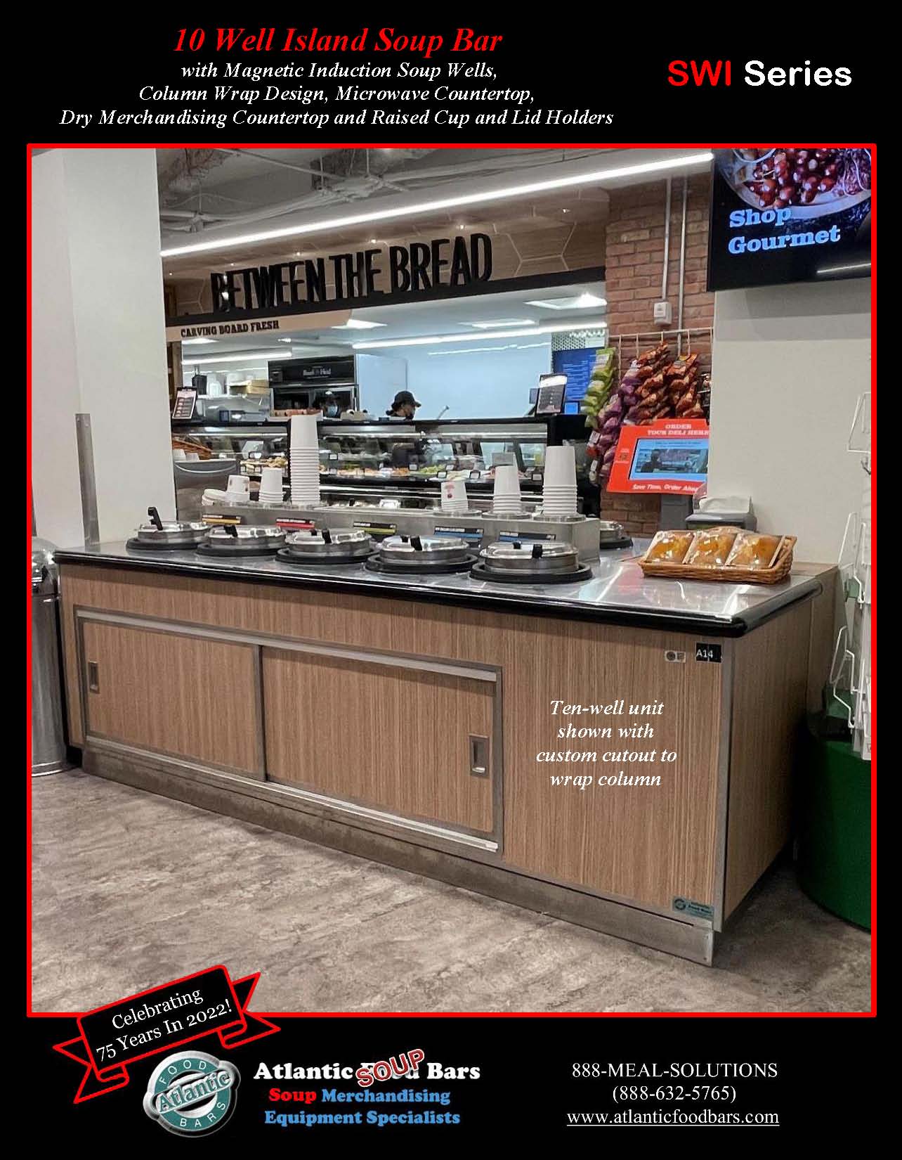 Atlantic Food Bars - 10 Well Island Custom Soup Bar with Column Notch and Raised Cup Rail and Dry Countertop - SW12456D_Page_1