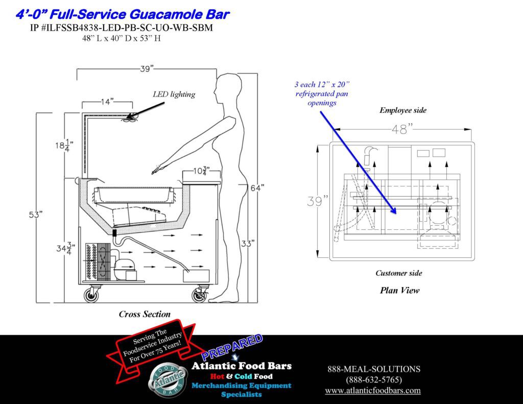 Atlantic Food Bars - 4' Full Service Mobile Guacamole Station with Self Contained Refrigeration - ILFSSB_Page_3