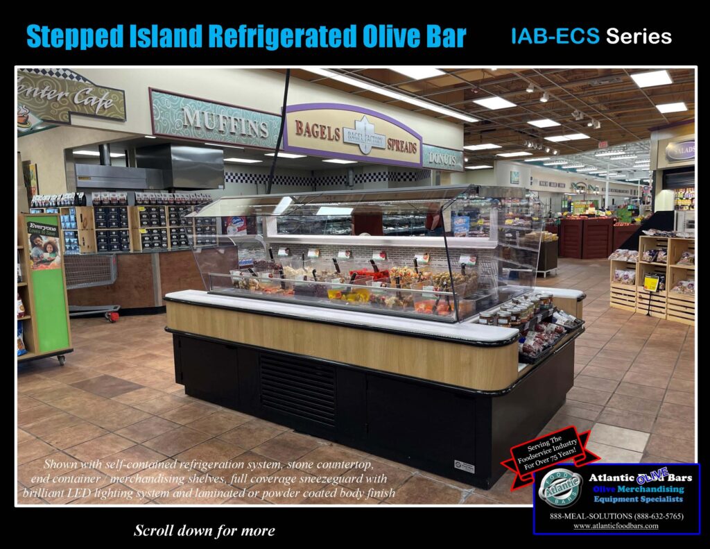 Atlantic Food Bars - Walkaround Refrigerated Olive Bar with Stone Counter and Packaging Shelves - IAB-ECS_Page_1