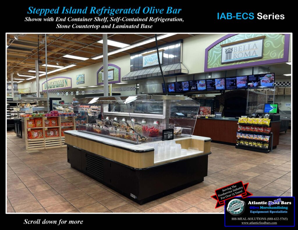 Atlantic Food Bars - Walkaround Refrigerated Olive Bar with Stone Counter and Packaging Shelves - IAB-ECS_Page_3