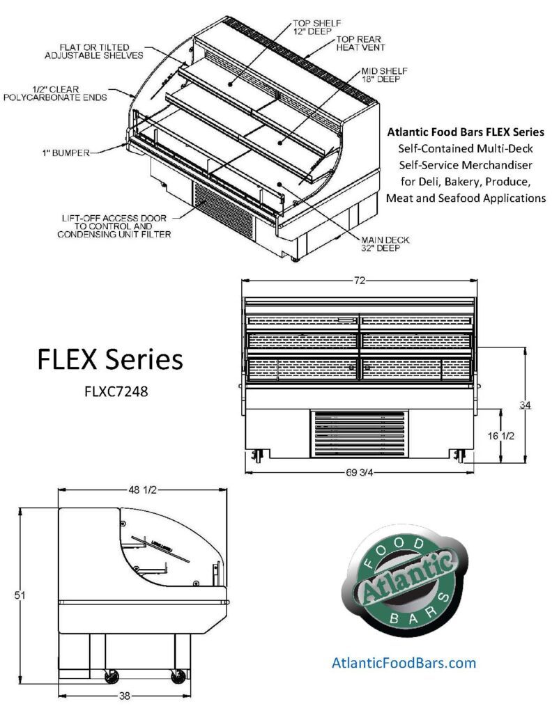 Atlantic Food Bars - FLEX Series - Self-Contained Refrigerated Multi-Deck Merchandiser - Deli, Bakery, Produce, Meat and Seafood - FLXC7248_Page_3