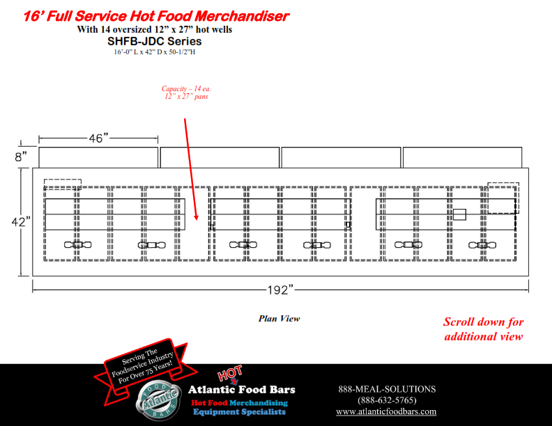 Atlantic Food Bars - 16' Full Service Hot Food Bar with Jewelry Style Glass for Hispanic Markets - SHFB19240-JDC-BK_005