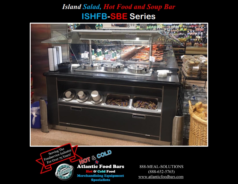 Atlantic Food Bars - Island Salad Hot Food and Soup Bar with Slanted Pan Rail End - ISHFB-SBE-SPR_005
