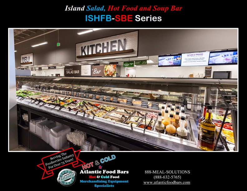 Atlantic Food Bars - Island Salad Hot Food and Soup Bar with Slanted Pan Rail End - ISHFB-SBE-SPR_006