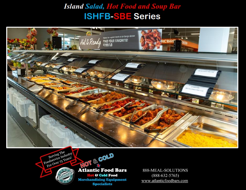 Atlantic Food Bars - Island Salad Hot Food and Soup Bar with Slanted Pan Rail End - ISHFB-SBE-SPR_007